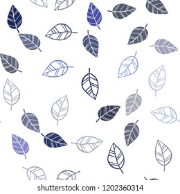 Dark BLUE vector seamless natural pattern with leaves. Modern geometrical abstract illustration with leaves. Trendy design for wallpaper, fabric makers.