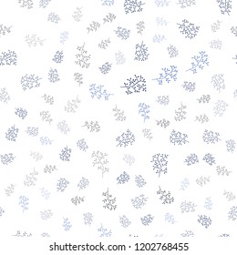 Dark BLUE vector seamless natural background with leaves, branches. Glitter abstract illustration with leaves and branches. Design for textile, fabric, wallpapers.