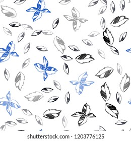 Dark BLUE vector seamless natural artwork with leaves. Doodle illustration of leaves in Origami style with gradient. Design for textile, fabric, wallpapers.