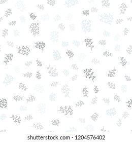 Dark BLUE vector seamless natural pattern with leaves, branches. Illustration with doodles on abstract template. Design for textile, fabric, wallpapers.