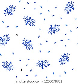 Dark BLUE vector seamless natural backdrop with leaves, branches. Brand new colored illustration with leaves and branches. Pattern for trendy fabric, wallpapers.
