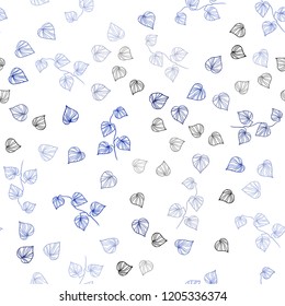 Dark BLUE vector seamless natural pattern with leaves. Doodle illustration of leaves in Origami style with gradient. Template for business cards, websites.