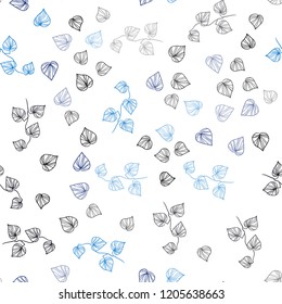 Dark BLUE vector seamless natural artwork with leaves. Brand new colored illustration in blurry style with leaves. Pattern for trendy fabric, wallpapers.