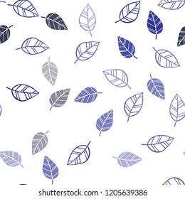 Dark BLUE vector seamless natural pattern with leaves. Doodle illustration of leaves in Origami style with gradient. Trendy design for wallpaper, fabric makers.