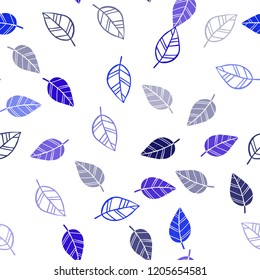 Dark BLUE vector seamless natural background with leaves. leaves on elegant natural pattern with gradient. Pattern for design of fabric, wallpapers.