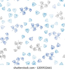 Dark BLUE vector seamless natural background with leaves. Creative illustration in blurred style with leaves. Pattern for design of fabric, wallpapers.