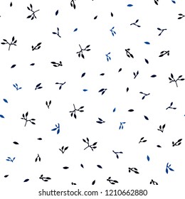 Dark BLUE vector seamless natural pattern with leaves. Modern geometrical abstract illustration with leaves. Template for business cards, websites.