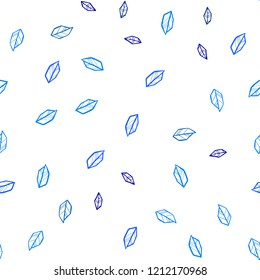 Dark BLUE vector seamless natural backdrop with leaves. A vague abstract illustration with leaves in doodles style. Template for business cards, websites.