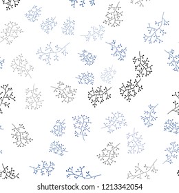 Dark BLUE vector seamless natural artwork with branches. Illustration with doodles on abstract template. Design for wallpaper, fabric makers.