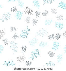 Dark BLUE vector seamless natural background with branches. Modern abstract illustration with leaves and branches. Pattern for design of fabric, wallpapers.