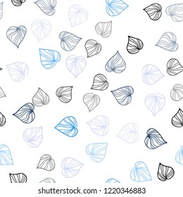 Dark BLUE vector seamless natural pattern with leaves. leaves on elegant natural pattern with gradient. Pattern for trendy fabric, wallpapers.