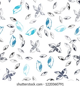 Dark BLUE vector seamless natural artwork with leaves. leaves on blurred abstract background with gradient. Pattern for trendy fabric, wallpapers.