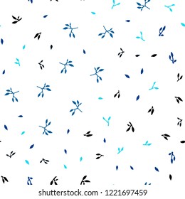 Dark BLUE vector seamless natural artwork with leaves. A vague abstract illustration with leaves in doodles style. Pattern for design of window blinds, curtains.