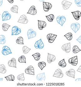 Dark BLUE vector seamless natural artwork with leaves. leaves on elegant natural pattern with gradient. Design for textile, fabric, wallpapers.