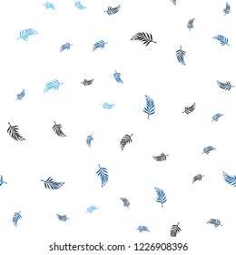 Dark BLUE vector seamless natural artwork with leaves. Brand new colored illustration in blurry style with leaves. Pattern for design of window blinds, curtains.