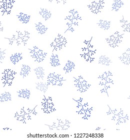 Dark BLUE vector seamless natural artwork with branches. Colorful abstract illustration with leaves in doodle style. Pattern for trendy fabric, wallpapers.