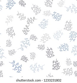 Dark BLUE vector seamless natural background with branches. An elegant bright illustration with leaves and branches. Design for textile, fabric, wallpapers.