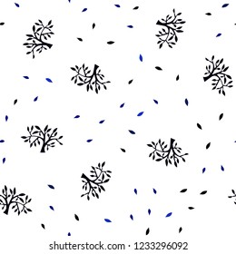 Dark BLUE vector seamless natural backdrop with leaves, branches. Modern abstract illustration with leaves and branches. Pattern for trendy fabric, wallpapers.