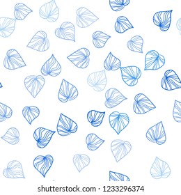 Dark BLUE vector seamless natural pattern with leaves. New colorful illustration in doodle style with leaves. Design for textile, fabric, wallpapers.