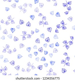 Dark BLUE vector seamless natural pattern with leaves. Creative illustration in blurred style with leaves. Pattern for design of fabric, wallpapers.