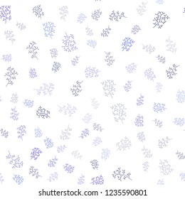 Dark BLUE vector seamless natural background with leaves, branches. Colorful illustration in doodle style with leaves, branches. Pattern for design of fabric, wallpapers.