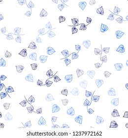 Dark BLUE vector seamless natural backdrop with leaves. New colorful illustration in doodle style with leaves. Template for business cards, websites.