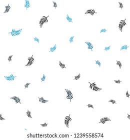 Dark BLUE vector seamless natural background with leaves. New colorful illustration in doodle style with leaves. Design for textile, fabric, wallpapers.