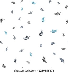 Dark BLUE vector seamless natural artwork with leaves. Shining colored illustration with leaves in doodle style. Pattern for design of fabric, wallpapers.