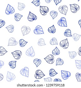 Dark BLUE vector seamless natural background with leaves. Modern geometrical abstract illustration with leaves. Template for business cards, websites.