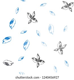 Dark BLUE vector seamless natural artwork with leaves. Brand new colored illustration in blurry style with leaves. Design for textile, fabric, wallpapers.