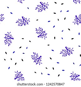 Dark BLUE vector seamless natural artwork with leaves, branches. Leaves and branches with gradient on white background. Pattern for design of fabric, wallpapers.
