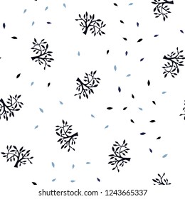 Dark BLUE vector seamless natural artwork with leaves, branches. Brand new colored illustration with leaves and branches. Pattern for trendy fabric, wallpapers.