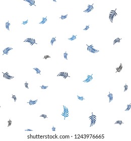Dark BLUE vector seamless natural artwork with leaves. Sketchy doodles with leaves on blurred background. Pattern for design of window blinds, curtains.