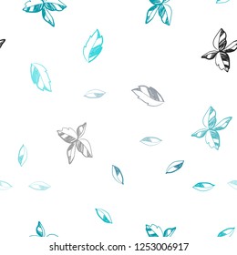 Dark BLUE vector seamless natural artwork with leaves. Colorful abstract illustration with leaves in doodle style. Trendy design for wallpaper, fabric makers.