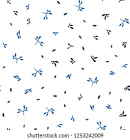 Dark BLUE vector seamless natural background with leaves. A vague abstract illustration with leaves in doodles style. Template for business cards, websites.