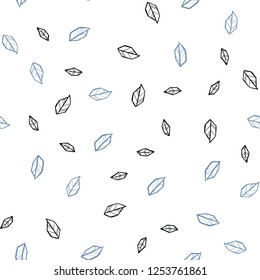 Dark BLUE vector seamless natural background with leaves. Decorative illustration with doodles on abstract template. Pattern for design of fabric, wallpapers.