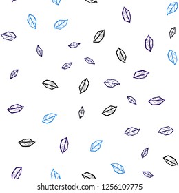 Dark BLUE vector seamless natural artwork with leaves. Modern geometrical abstract illustration with leaves. Pattern for design of fabric, wallpapers.