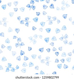 Dark BLUE vector seamless natural backdrop with leaves. Creative illustration in blurred style with leaves. Template for business cards, websites.