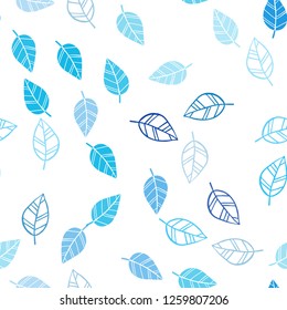Dark BLUE vector seamless natural pattern with leaves. Brand new colored illustration in blurry style with leaves. Trendy design for wallpaper, fabric makers.