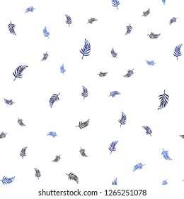 Dark BLUE vector seamless natural artwork with leaves. Doodle illustration of leaves in Origami style with gradient. Trendy design for wallpaper, fabric makers.