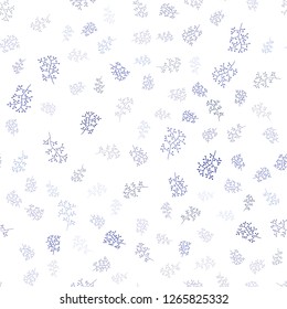 Dark BLUE vector seamless natural background with leaves, branches. Colorful abstract illustration with leaves in doodle style. Design for textile, fabric, wallpapers.