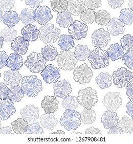 Dark BLUE vector seamless natural artwork with flowers. Glitter abstract illustration with flowers. Texture for window blinds, curtains.