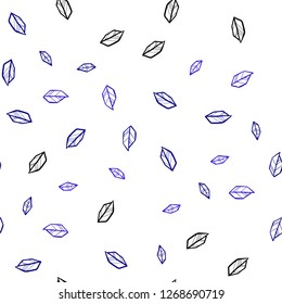 Dark BLUE vector seamless natural background with leaves. Creative illustration in blurred style with leaves. Texture for window blinds, curtains.