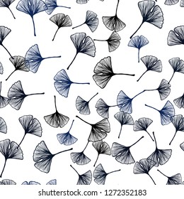 Dark BLUE vector seamless natural backdrop with leaves. Brand new colored illustration in blurry style with leaves. Design for wallpaper, fabric makers.