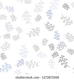 Dark BLUE vector seamless natural pattern with branches. Brand new colored illustration with leaves and branches. Design for textile, fabric, wallpapers.