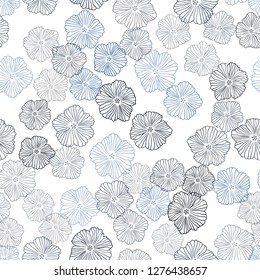 Dark BLUE vector seamless natural background with flowers. Brand new colored illustration with flowers. Design for textile, fabric, wallpapers.