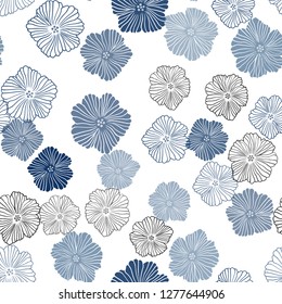 Dark BLUE vector seamless natural artwork with flowers. Modern abstract illustration with flowers. Pattern for design of fabric, wallpapers.