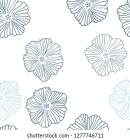 Dark BLUE vector seamless natural pattern with flowers. Flowers with gradient on white background. Template for business cards, websites.