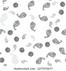 Dark BLUE vector seamless natural backdrop with leaves and flowers. Glitter abstract illustration with leaves and flowers. Design for wallpaper, fabric makers.