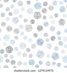 Dark BLUE vector seamless natural pattern with flowers. Brand new colored illustration with flowers. Texture for window blinds, curtains.